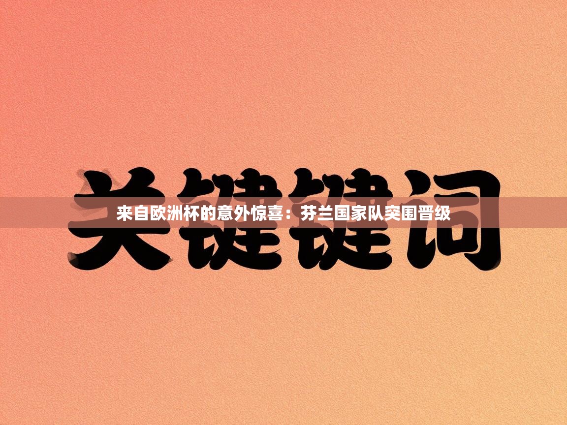 来自欧洲杯的意外惊喜：芬兰国家队突围晋级